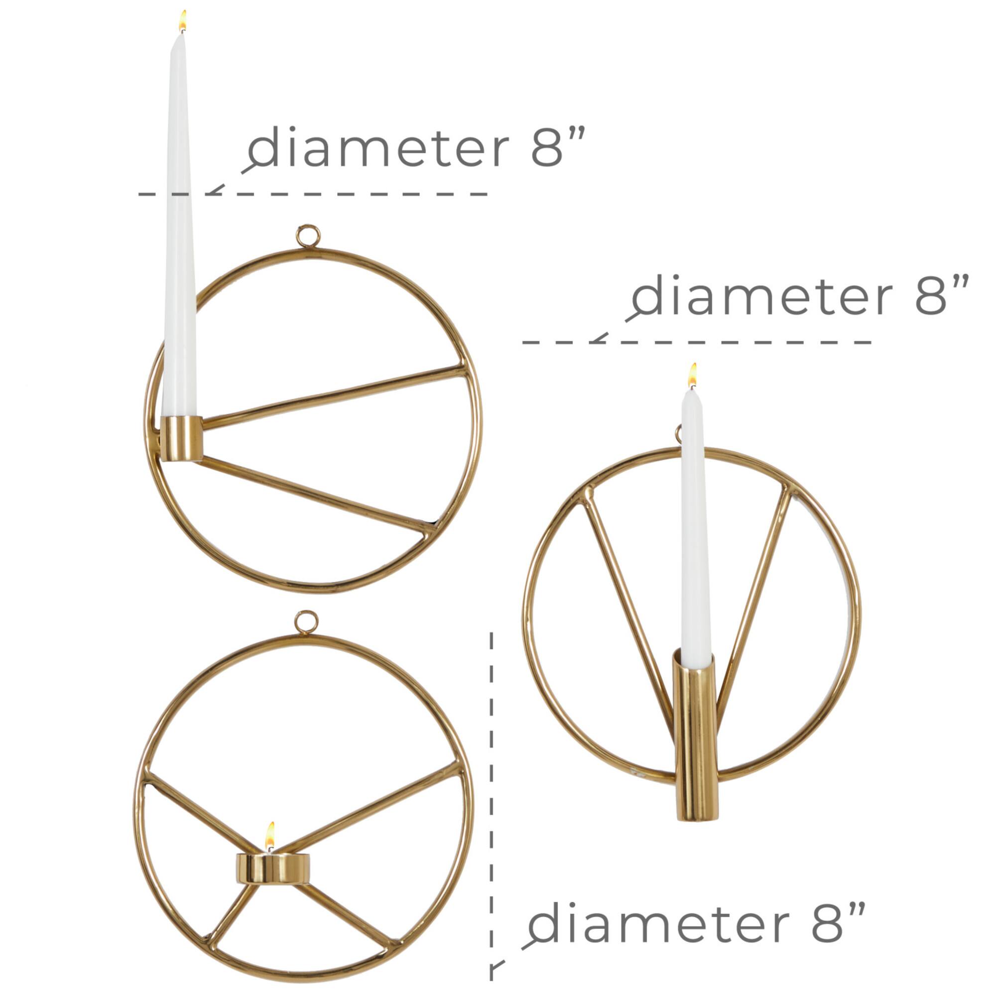 Set of 3 Gold Stainless Steel Modern Wall Sconce, 8" x 8"